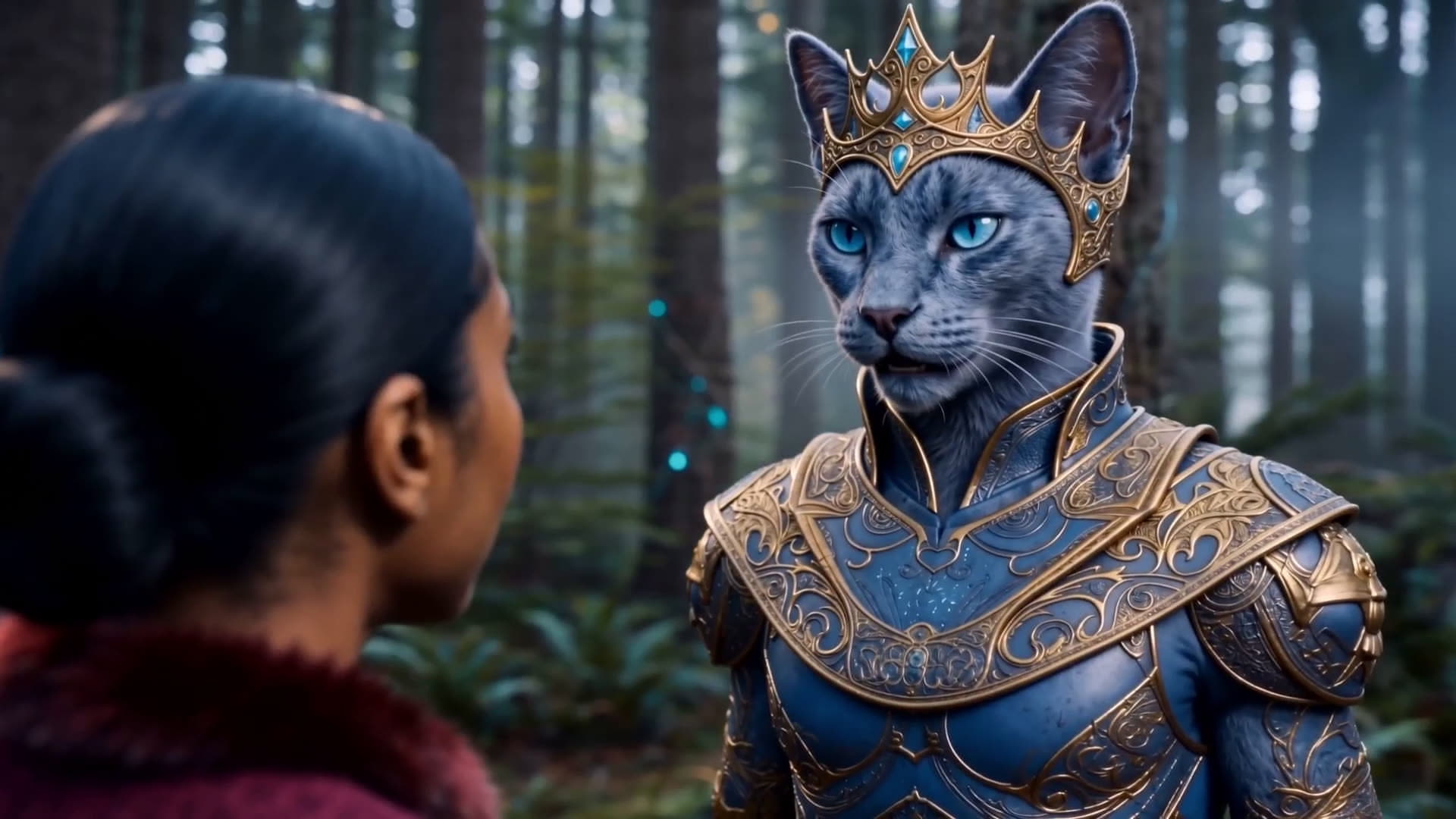 Elyna facing Parsifal in the Kingdom of Cables forest